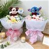 Potdemiel Peluche Originali Stitch, Mickey Mouse e Winnie con Bouquet di Fiori Artificiali Creativi, Regali per San Valentino, Natale e Laurea
