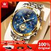 OLEVS 2900 Orologio da uomo Orologi originali in acciaio inossidabile per uomo Calendario Orologio al quarzo con fasi lunari Cronografo Freebie Reloj