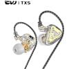 CVJ TXS Auricolari In Ear Monitor Driver Dinamico a Doppio Magnete con Cavo HiFi IEM Interruttori di Regolazione a 3 Modalità Connettore 3.5mm Cavo con Microfono