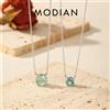 MODIAN Ottagono Paraiba Collana con ciondolo colore Argento sterling 925 Elegante collana con taglio rosa CZ per gioielli da donna