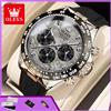 OLEVS 2875 Orologio al Quarzo per Uomo, Marca di Lusso Originale, Cinturino in Silicone, Cronografo, Data Automatica, Impermeabile, Fasi Lunari, Orologio Sportivo da Uomo