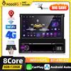 Podofo 6+128G Schermo Retrattile 1 Din Lettore Multimediale Android per Auto con Carplay, Navigazione GPS, WIFI, Bluetooth, FM, AM, Mirror Link