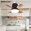 BENEWTON Ventilatore da soffitto a LED E27 dimmerabile con timer e telecomando, 3 colori, 3 velocità, silenzioso, per camera da letto e soggiorno, 100-240V