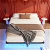 NONE Letto matrimoniale sospeso con illuminazione a LED, moderno letto a piattaforma in metallo con borchie antiscivolo per materasso, supporto robusto, senza box, 140x cm
