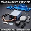 NONE Saldatrice a Punti Portatile a Batteria 5000W, Macchina per Saldatura a Impulsi Regolabile 0-800A con Pedale per Batterie 18650 e Strisce di Nichel 0.1-0.25mm