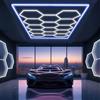 Oyajia Set di 14 Luci LED a Soffitto Esagonali, Illuminazione a Nido d'Ape per Garage, Tubi LED per Officina, Garage e Studio, 6500K