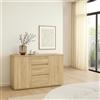 Dmora - Credenza Antoinette, Buffet da Soggiorno, Madia da Salotto, Dispensa da Cucina, 119x40 h84 cm, Quercia