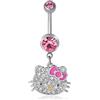 Hello Kitty Sanrio - Piercing per ombelico in acciaio inox, 14 g, con licenza ufficiale Sanrio