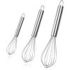 pawpoem 3 PCS Frusta Da Cucina in Acciaio Inossidabile, (21cm, 25cm, 29cm), Frusta a Mano Piccola E Grande, Frullino Manuale Sbattitore Cucina, Ideale Come Frustino Cucina per Uova, Pastella e Panna
