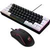 Garosa Set da gioco HXSJ V700BW+A869 - Tastiera USB RGB a 61 tasti e mouse con cavo, 3200 DPI, illuminazione a LED per PC e laptop
