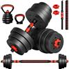 Relaxdays Set di manubri Relaxdays, regolabile, 19 kg, composto da manubri corti, bilanciere, kettlebell, imbottiti in PE, accessori per il fitness, colore nero/arancione
