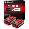 Einhell Original Confezione doppia di batterie PXC+ 18 V 4,0 Ah | Set di 2 batterie | 900 W | PXC | Li-Ion | Tecnologia Plus | ABS | Indicatore LED | senza caricabatterie