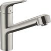 hansgrohe Focus M42 Miscelatore cucina monocomando 150, bocca d'erogazione estraibile, 1 getto, acciaio inox, 71814800