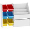 AIYAPLAY Mobile Portagiochi per Bambini con 6 Contenitori e Cassetto su Ruote, 100x30x80 cm, Multicolore | Aosom Italy