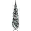 HOMCOM Albero di Natale Stretto Innevato 270 cm con 1014 Rami e Base in Metallo, Verde e Bianco | Aosom Italy