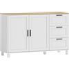 HOMCOM Credenza Moderna con Ante Soft-Close, 3 Cassetti e Ripiano Regolabile, Bianco | Aosom Italy