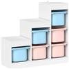 AIYAPLAY Mobile Portagiochi per Bambini con 6 Contenitori e 3 Livelli, 96x38.5x90 cm, Rosa e Azzurro | Aosom Italy