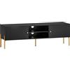 HOMCOM Mobile porta TV fino a 165.1 cm con Ante Cannettate e Scomparti Aperti, 140x38x45.9 cm, Nero | Aosom Italy