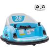 AIYAPLAY Autoscooter Girevole a 360° con Cintura di Sicurezza, Luci LED, Musica e Clacson, 2 km/h, Blu | Aosom Italy