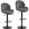 HOMCOM Set 2 Sgabelli da Bar Girevoli a 360° con Schienale, Regolabili 62-83 cm, Grigio | Aosom Italy