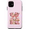 Pink Baseball Club Custodia per iPhone 11 Gioca Baseball Rosa Leopard Bow Preppy Palla Sport Girly Mamma