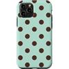 Vintage Polka Dot Pattern Big Dots Custodia per iPhone 11 Pro Verde Menta Marrone Polka Dot Estetico Carino Grandi Punti