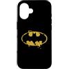 BATMAN Custodia per iPhone 16 Logo Batman Splash Emblema Graffiti Giallo su Nero