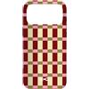 BECCA Geometric Pattern Designs Custodia per iPhone 17 Pro Max Retro tessuto a scacchiera Borgogna Rosa Pattern