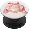 Bowtique Lane Fiocco rosa su una pila di libri Girlie per ragazze, adolescenti PopSockets PopGrip Adesivo