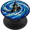 Historic Turret Ocean Swirl Designs Spirale gotica dell'onda dell'acqua della torre PopSockets PopGrip Adesivo