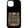 Retro Faith & Floral Scripture Designs Custodia per iPhone 15 Plus Choose Joy Philippians 4:4 Retro Floreale Cristiano Verso