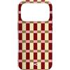BECCA Geometric Pattern Designs Custodia per iPhone 17 Pro Retro tessuto a scacchiera Borgogna Rosa Pattern