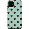 Vintage Polka Dot Pattern Big Dots Custodia per iPhone 11 Verde Menta Marrone Polka Dot Estetico Carino Grandi Punti