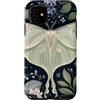Graziosi disegni floreali di falene Custodia per iPhone 11 Luna Moth e Flower Garden Design