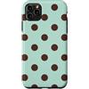 Vintage Polka Dot Pattern Big Dots Custodia per iPhone 11 Pro Max Verde Menta Marrone Polka Dot Estetico Carino Grandi Punti
