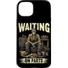 Funny Waiting On Parts Skeleton Gifts Me Custodia per iPhone 15 Plus Aspettando Parti Scheletro Riparazione Auto Meccanico Divertente Garage