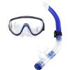 Baxnore Set boccaglio per immersione professionale Lente in vetro temperato Boccaglio in silicone regolabile per adulti Snorkeling Nuoto Blu Giallo Nero Verde 2 pezzi