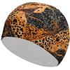 FJQWKLF Cuffia da nuoto unisex con stampa leopardata ad per capelli corti e lunghi, per piscina, da bagno, da donna e da uomo