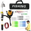 Generic Canna da pesca e mulinello Combo Set telescopico con borsa per il trasporto | Kit di pesca completo per acqua dolce ghiaccio surf molo mare lago fiume stagno bordo barca e acqua salata