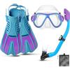 CTSAYTL Attrezzatura da snorkeling per bambini dai 3 ai 14 anni, set di pinne 4 in 1 con vista panoramica, maschera anti-appannamento, boccaglio Dry Top, pinne da escursionismo e borsa