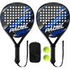 Smartwo Set di racchette da padel per principianti, telaio in fibra di | 2 racchette + 2 palline + borsa, leggera racchetta da tennis per adulti, uomini e donne, giocatori ricreativi