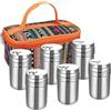Aundhegrtt Shaker per Spezie in Acciaio Inossidabile, Set 6 Pezzi | Con 6 shaker in acciaio inossidabile e una pratica borsa, questo set rende la preparazione pasti ordinata.