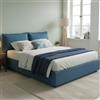 Talamo Italia - Letto alla francese Maddalena, Letto contenitore in tessuto, Apertura frontale, adatto per materasso Cm 140x200, 100% Made in Italy, Blu