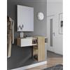 Dmora - Mobile da ingresso Baffin, Entratina appendiabiti, Composizione per atrio, Consolle portaoggetti multifunzione, 100x31h75 cm, Rovere e Bianco