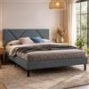 Dmora - Letto matrimoniale Caldes, Sommier per camera da letto, Giroletto per stanza, Struttura porta materasso, Adatto a materasso Cm 160x190, Grigio