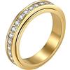 PAMTIER Anello Girevole con Anello Zircone Cubico da Donna Acciaio Inossidabile Gioielli con Fascia Antistress da Decompressione