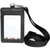 Stockton 1 x Cordino da Collo in Pelle PU Porta Badge in 2 Tasche della Carta di Clip di Sicurezza Note Gift moschettone Portachiavi Torcia Cordino Cruise Work (Nero)