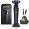 Cecotec Rasoio Elettrico Rotativo PrecisionCare Aluminium Premium. Motore Brushless, Funzione Turbo, Auton 45min, Display Digitale, Base di Ricarica, Custodia da Viaggio, IPX7 per Rasatura Precisa