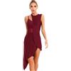 Freebily Vestito da Ballo Latino Americano Donna Abito da Ballo Tango Jazz Salsa Rumba Senza Maniche con Orlo Asimmetrico Leotards da Pattinaggio Artistico Danza Moderna