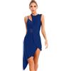 Freebily Vestito da Ballo Latino Americano Donna Abito da Ballo Tango Jazz Salsa Rumba Senza Maniche con Orlo Asimmetrico Leotards da Pattinaggio Artistico Danza Moderna
